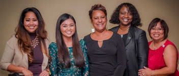 In California, L-R: Suka; Maylynne Rayos, LE Gradute; Felicia Flournoy, LE Advisor; Pamela Carnes, LE Leader; and Mary Jo Asuncion, LE Graduate.